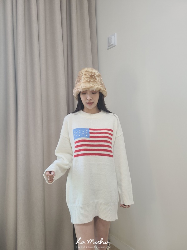 大國旗圖案長版毛衣